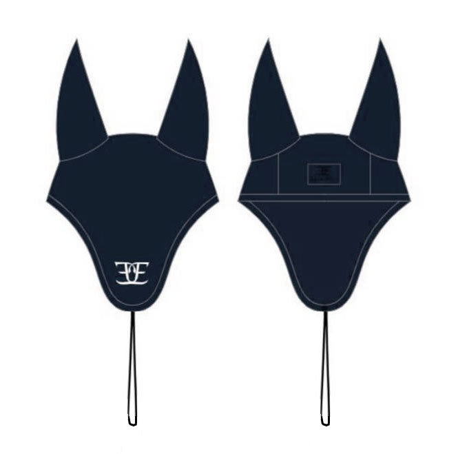 Front and back views of Equestrian Ear Bonnet for horses, matching breeches and riding tights